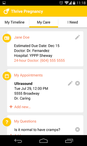 Thrive Pregnancy Screenshot